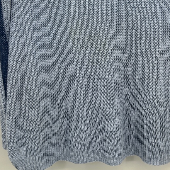 EILEEN FISHER Blue 100% Organic Linen Knit V-Neck Oversized Sweater Top Size XS - Picture 4 of 6